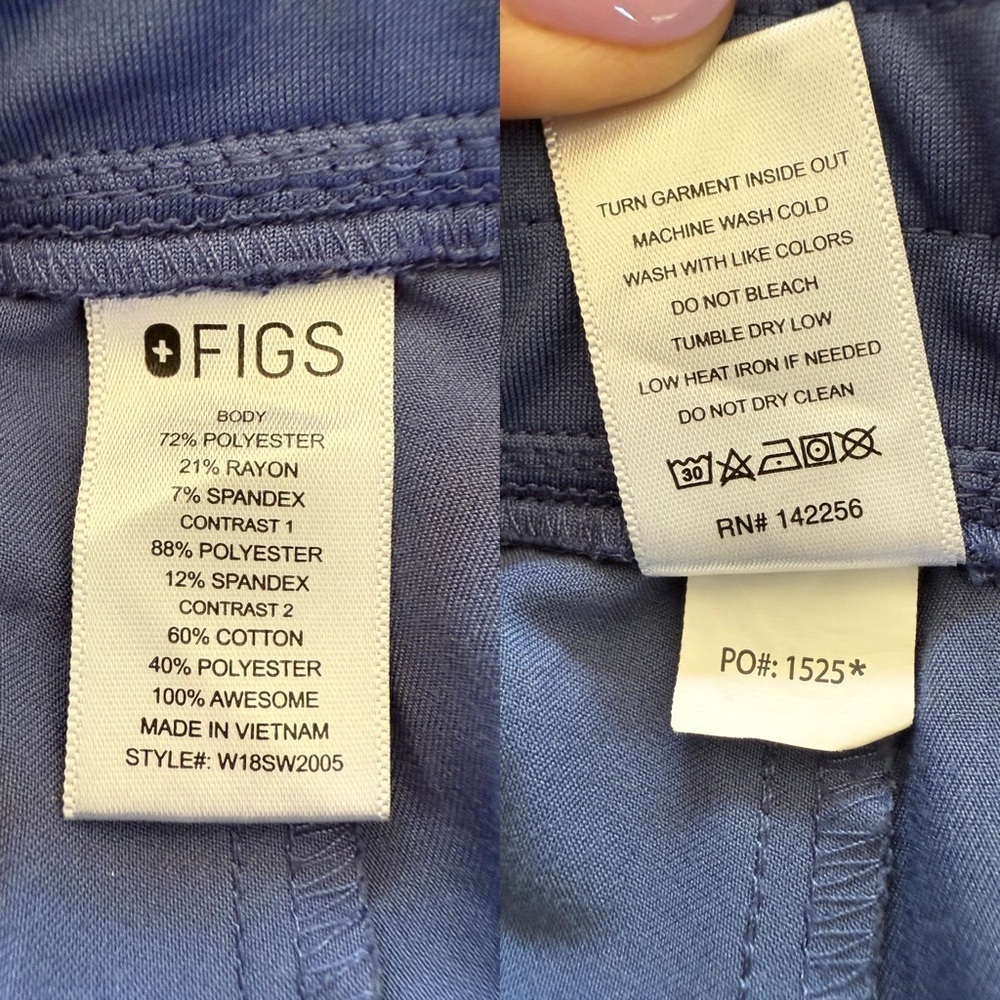 🌄 Figs Big Sky (PO 1525) Blue Jogger Scrub Pants with Teal Drawstring - Picture 7 of 7